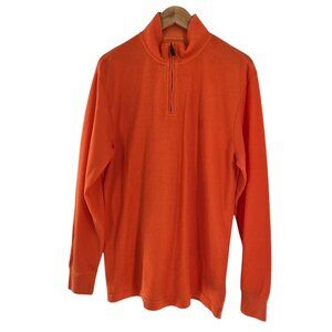 Chaps Sweater Men's Quarter Zip Mock neck Orange Sz L NWT